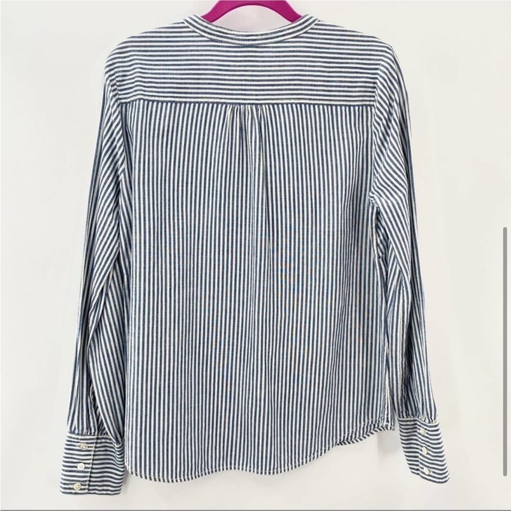 NWT J. Crew Blue and White Striped Long Sleeve Top - Picture 4 of 5